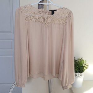 2 FOR $10 Cream Blouse with Lace Detailing